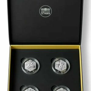 フランス パリ2024 オリンピック開催記念 六角形 10ユーロ リバースプルーフ銀貨 4枚セット