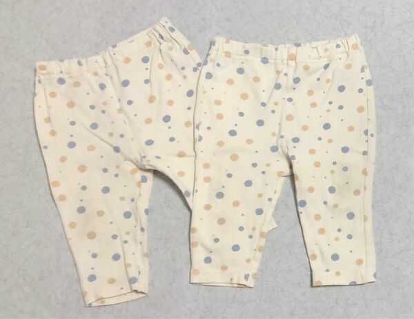 【2枚セット】赤ちゃん本舗 男女兼用 双子用セット ドット柄 アイボリー レギンス ズボン
