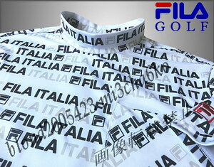■新品【FILA GOLF】フィラゴルフ COOL TOUCH接触冷感 全体飛びロゴ モックネック半袖シャツ■WH/LL(XL)