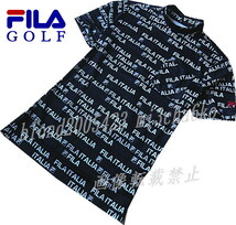 ■新品【FILA GOLF】フィラゴルフ COOL TOUCH接触冷感 全体飛びロゴ モックネック半袖シャツ■NV/L_画像2