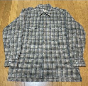 激レア 90年代 old stussy flannel ombre shirt チェック フランネル オンブレシャツ 長袖シャツ オールドステューシー 白タグ ビンテージ 