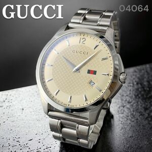 【極美品】グッチ GUCCI Gタイムレス デイト シェリー サファイヤガラス 40mm クォーツ スイス製 メンズ腕時計