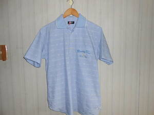  beautiful goods Munsingwear total pattern Logo Mark attaching polo-shirt with short sleeves M light blue 