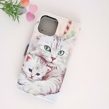 新品 母子猫 ショルダー手帳型アイホン15 14 13カバー、iphone15 14 13スマホケース、ファッションセール お出かけこれ一つだけ CH15LPM_画像4