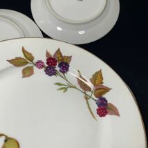 ★ROYAL WORCESTER Evesham ロイヤルウースター イブシャム 5枚セット パン デザート皿 プレート 洋食器 林檎 葡萄 約高さ2cm 直径17cm★_画像10