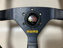 momo モモ レザーハンドル ステアリング TYP V35 KBA 70068 05-95 34cm ホーンボタン付 旧車_画像2