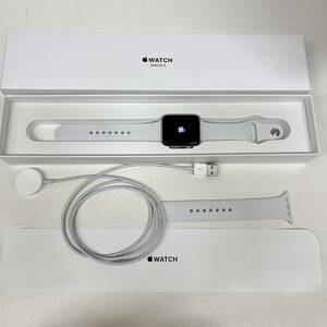 [C-21265]Apple Watch Series3 A1859 42mm GPS MTF22J/A silver aluminium white sport band box used operation verification ending present condition goods 