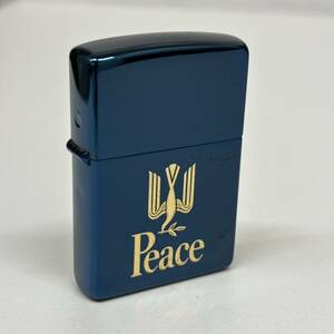 【C-25089】ZIPPO ジッポー Peace ピース ブルーチタン 2001年製 ザ・ピースデザイン オイルライター 経年劣化 動作未確認