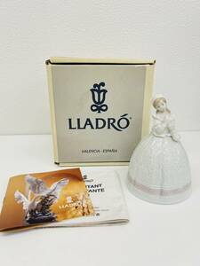 【TJ-3887】1円～ LLADRO リヤドロ フィギュリン ドレス 少女 卓上ベル 陶器 人形 置物 中古 保管品 コレクション 箱有