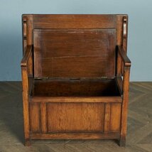 [78229]モンクスベンチ 英国 アンティーク オーク 木製 テーブル ベンチ コファー サイドボード 収納 教会 木彫刻 長椅子 クラシック_画像3