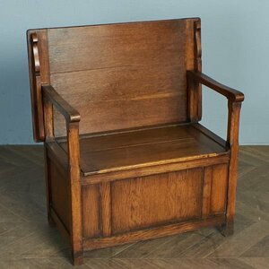 [78229]モンクスベンチ 英国 アンティーク オーク 木製 テーブル ベンチ コファー サイドボード 収納 教会 木彫刻 長椅子 クラシック