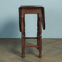 [72969]英国 アンティーク ゲートレッグテーブル 木彫刻 拡張 オーク ドロップリーフ バタフライ サイドテーブル 伸張式 イギリス 木製_画像3