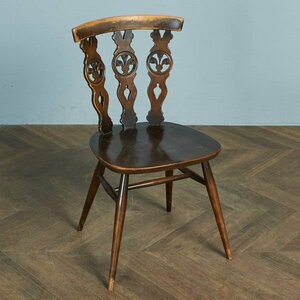 [69423]Ercol シスルバックチェア エルム 英国 椅子 ヴィンテージ アーコール 木彫刻 ダイニングチェア イギリス ビンテージ 木製 イス