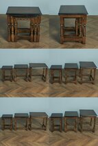 [77414]イギリス クラシック ネストテーブル 木製 オーク サイドテーブル ローテーブル ナイトテーブル 英国 アンティーク スタイル_画像5