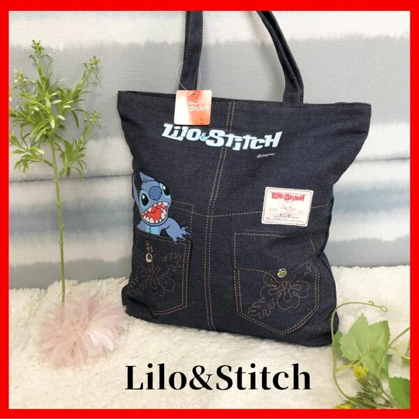 Disney【Lilo&Stitch】リロ＆ステイッチ "未使用品" ディズニー　トートバッグ　ハンドバッグ　デニム　