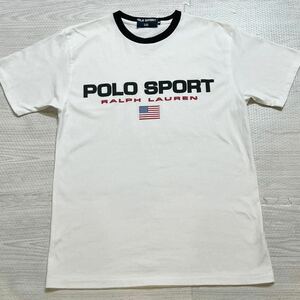 【即決】レア 希少 90s POLO SPORT Tシャツ Vintage Mサイズ ポロ ラルフローレン ヴィンテージ ホワイト 星条旗 ポロスポーツ