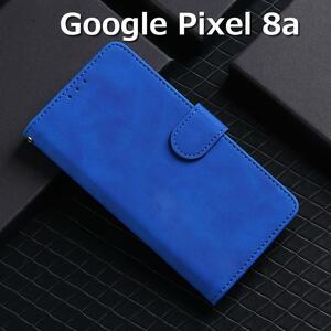 Google Pixel8a ケース 手帳 ブルー