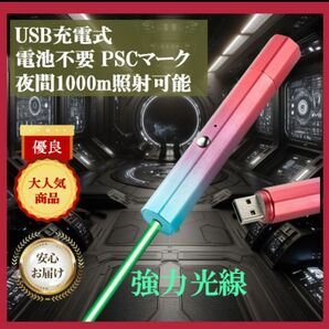 USB充電式　緑色レーザーポインター　強力光線　高評価　アウトドア　カラス撃退　ねこおもちゃ