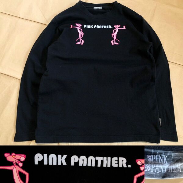 ピンクパンサー ロンT PINK PANTHER 黒 長袖 tシャツ ロゴ