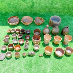  Bizen . sake cup and bottle tea utensils hot water .. plate ornament set sale 39 point collection storage goods (U)