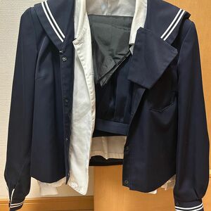 制服 セーラー服 上着・カッターシャツ・スカート(冬用)・リボン(黒)セット