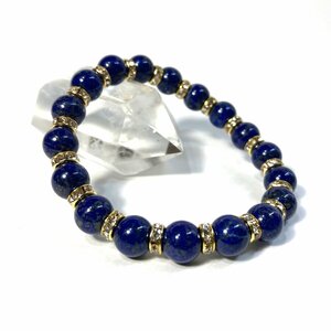  lapis lazuli Power Stone bracele 8mm natural stone breath ( Gold ) beads breath lady's woman ..12 month birthstone 