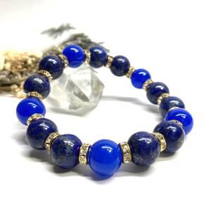  lapis lazuli & blue .. Power Stone bracele natural stone breath ( Gold ) 12mm.. better fortune men's man 0
