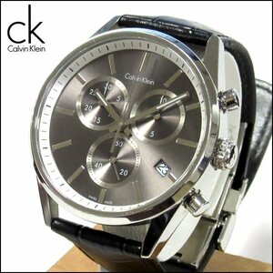 TS Calvin Klein/ Calvin Klein men's wristwatch K4M271 gray face chronograph Date attaching operation goods 