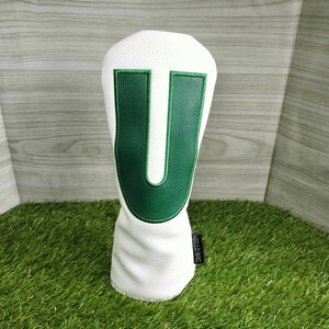 【UT】 ゴルフクラブヘッドカバー ユーティリティ用　白デカロゴ　