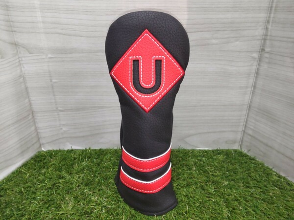 【UT】ゴルフヘッドカバー　ユーティリティ用　黒赤ロゴ