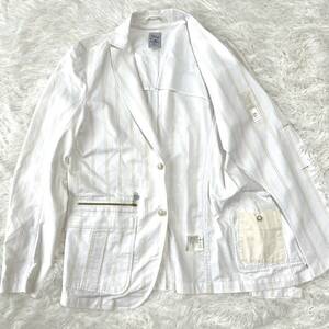  редкий L размер * дизель DIESEL tailored jacket хлопок полоса metal кнопка белый . рука Logo мужской лето summer 
