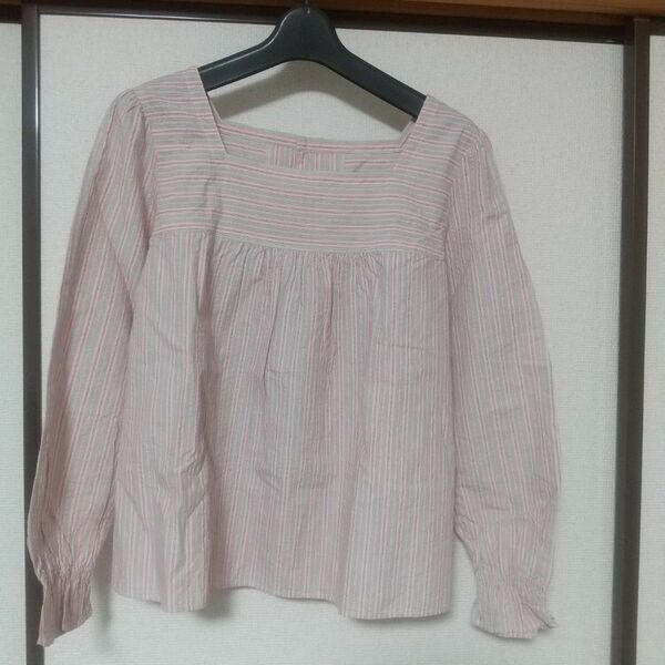 【組み合わせて750円】A.V.V ブラウス Mサイズ ピンク系 ストライプシャツ 綿100％