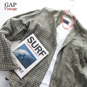 【GAP ギャップ】90年代 ヴィンテージ リネンレーヨン バンドカラーシャツ 大きいサイズ!! （90s vintage 麻レーヨン 着心地◎）