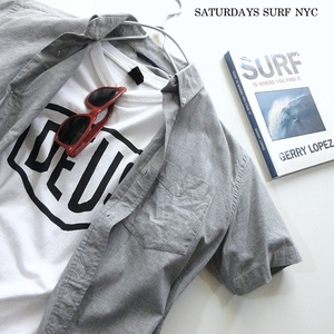 【SATURDAYS SURF NYC サタデーズサーフ】海男のデイリーウェア◎ ベーシック BD コットンシャツ グレー Mサイズ!!