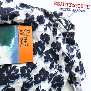 [BEAUTY&YOUTH United Arrows ] floral print cotton aloha shirt XL large size!! ( flower total pattern . collar shirt )