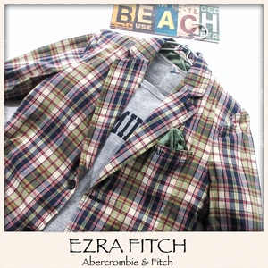 【EZRA FITCH エズラフィッチ】アバクロ 最高級レーベル◎ マドラスチェック パッチワーク ジャケット Mサイズ!!