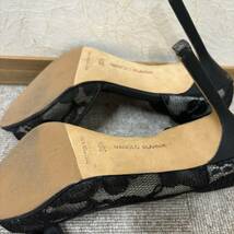 【MYT-4084】1円～ マノロブラニク MANOLO BLAHNIK パンプス 36 1/2 - 化学繊維 黒 レディース レース 婦人 ブランド 靴 シューズ 写真参照_画像9