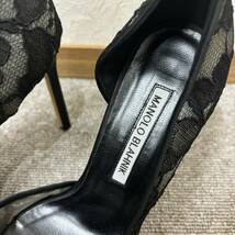 【MYT-4084】1円～ マノロブラニク MANOLO BLAHNIK パンプス 36 1/2 - 化学繊維 黒 レディース レース 婦人 ブランド 靴 シューズ 写真参照_画像3