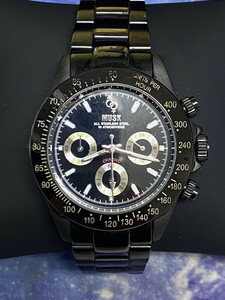 【４１３】MUSK　10ATM　SPHERE　CHRONO　メンズクォーツ　メンズ　腕時計　中古品