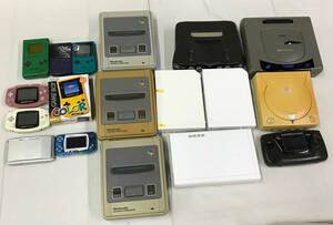 gy383 送料無料！ジャンク品 ゲーム機本体 18点セット GB×1 GBC×3 GBA×2 DS×1 WS×1 SF×3 64×1 Wii×2 WiiU×1 SS×1 DC×1 GG×1