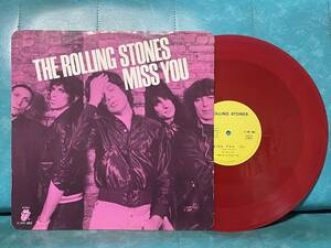 盤面良好 仏盤 12インチ カラーヴァイナル 赤盤 The Rolling Stones Miss You / FAR AWAY EYES 12EMI2802 ローリングストーンズ ミス・ユー