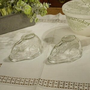 英国イギリス アンティーク 1930年代 JELLY MOULD ゼリーモールド Glass Rabbit Mould ラビットモールド 2個セット S029