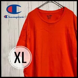 ◆ Champion ◆ チャンピオン Tシャツ オレンジ オーバーサイズ XL ネオン US古着 無地 アメカジ