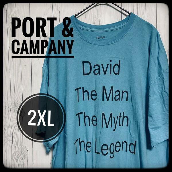 ◆ PORT & CAMPANY ◆ Tシャツ ブルー ロゴTシャツ 2XL 水色 青 ロゴT