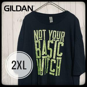 ◆ GILDAN ◆ ギルダン Tシャツ 2XL ロゴTシャツ ブラック 黒 US古着