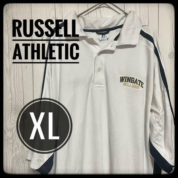 ◆ RUSSELL ATHLETIC ◆ ポロシャツ 半袖 スポーツTシャツ 白 ホワイト オーバーサイズ ビッグサイズ