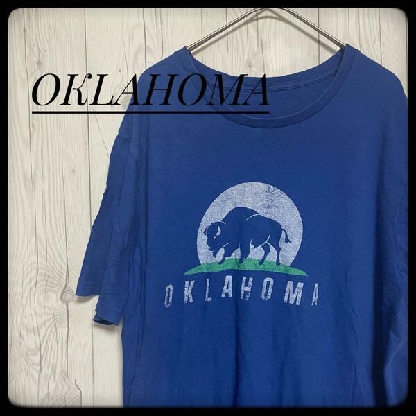 OKLAHOMA オクラホマ Tシャツ ブルー 青 オーバーサイズ US古着 ビッグサイズ
