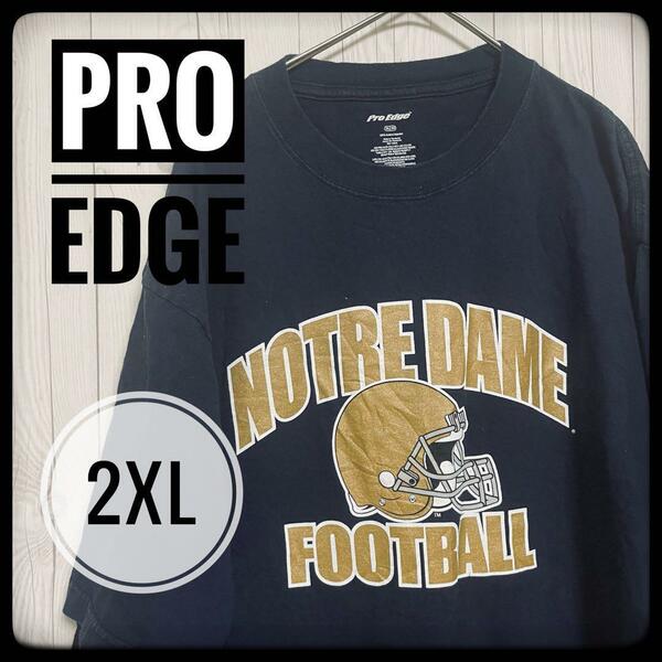 ◆ Pro Edge ◆ プロエッジ Tシャツ フットボール チームTシャツ 紺 ネイビー アメフト スポーツTシャツ スポT NOTRE DAME