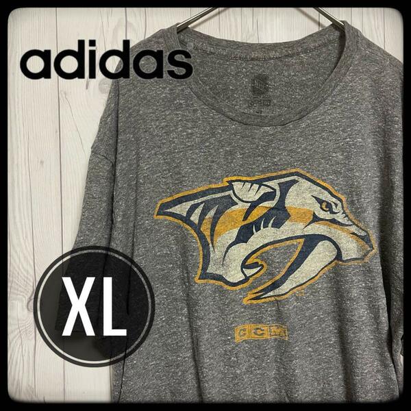 ◆ NHL ◆ Tシャツ ホッケー CCM チームTシャツ グレー XL アディダス オーバーサイズ ビッグサイズ US古着