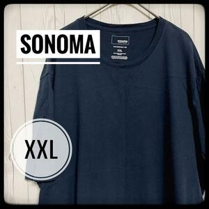 ◆ SONOMA ◆ Tシャツ ネイビー 無地 コットン XXL オーバーサイズ 紺 ビッグサイズ US古着 メンズ